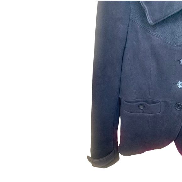 Free People Jacket 8 Black Womens Lapels Cropped Long Sleeve Preppy Minimalist - Picture 5 of 10